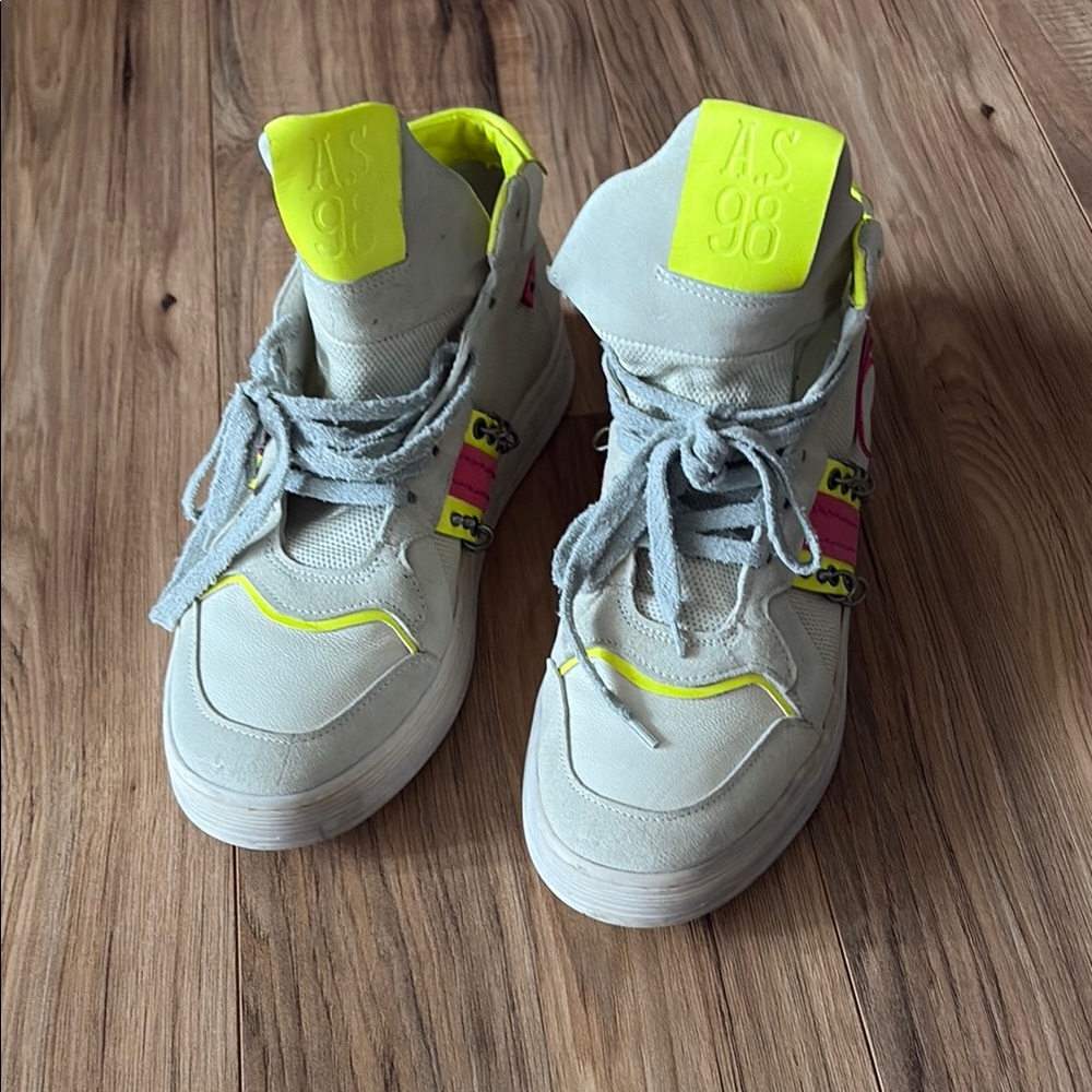A.S.98  High-Top Sneakers - Gray and Yellow
